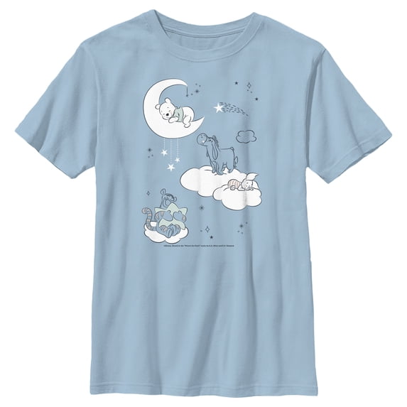 Boy's Winnie the Pooh Sleepy in the Night Sky Graphic Tee Light Blue X Small