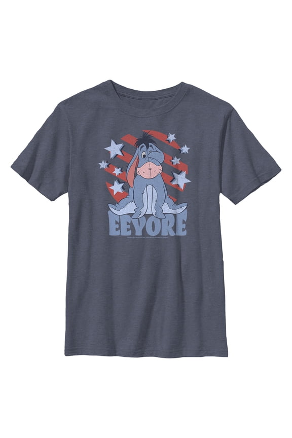 Boy's Winnie the Pooh Star-Spangled Eeyore Graphic Tee Navy Blue Heather Large