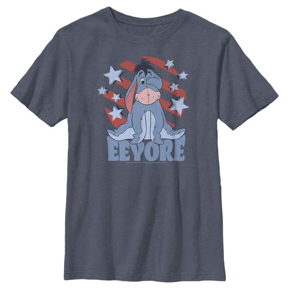 Boy's Winnie the Pooh Star-Spangled Eeyore Graphic Tee Navy Blue Heather X Large