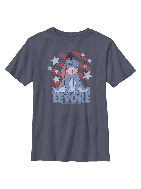Boy's Winnie the Pooh Star-Spangled Eeyore Graphic Tee Navy Blue Heather X Large