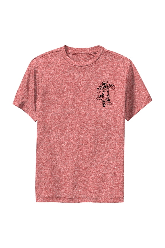 Boy's Winnie the Pooh Tigger Pocket Sketch Performance Graphic Tee Red Heather Large