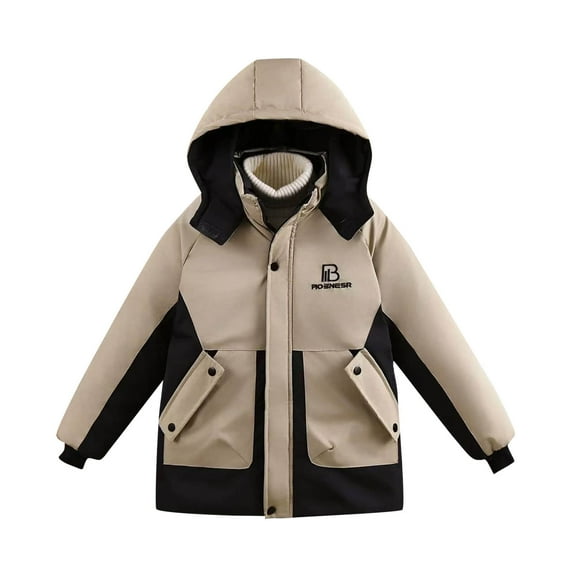 Boy's Winter Coat Waterproof Windproof Boys Ski Jacket Insulated Quilted Coat with Hood Thermal Outerwear ( 6-13Y)