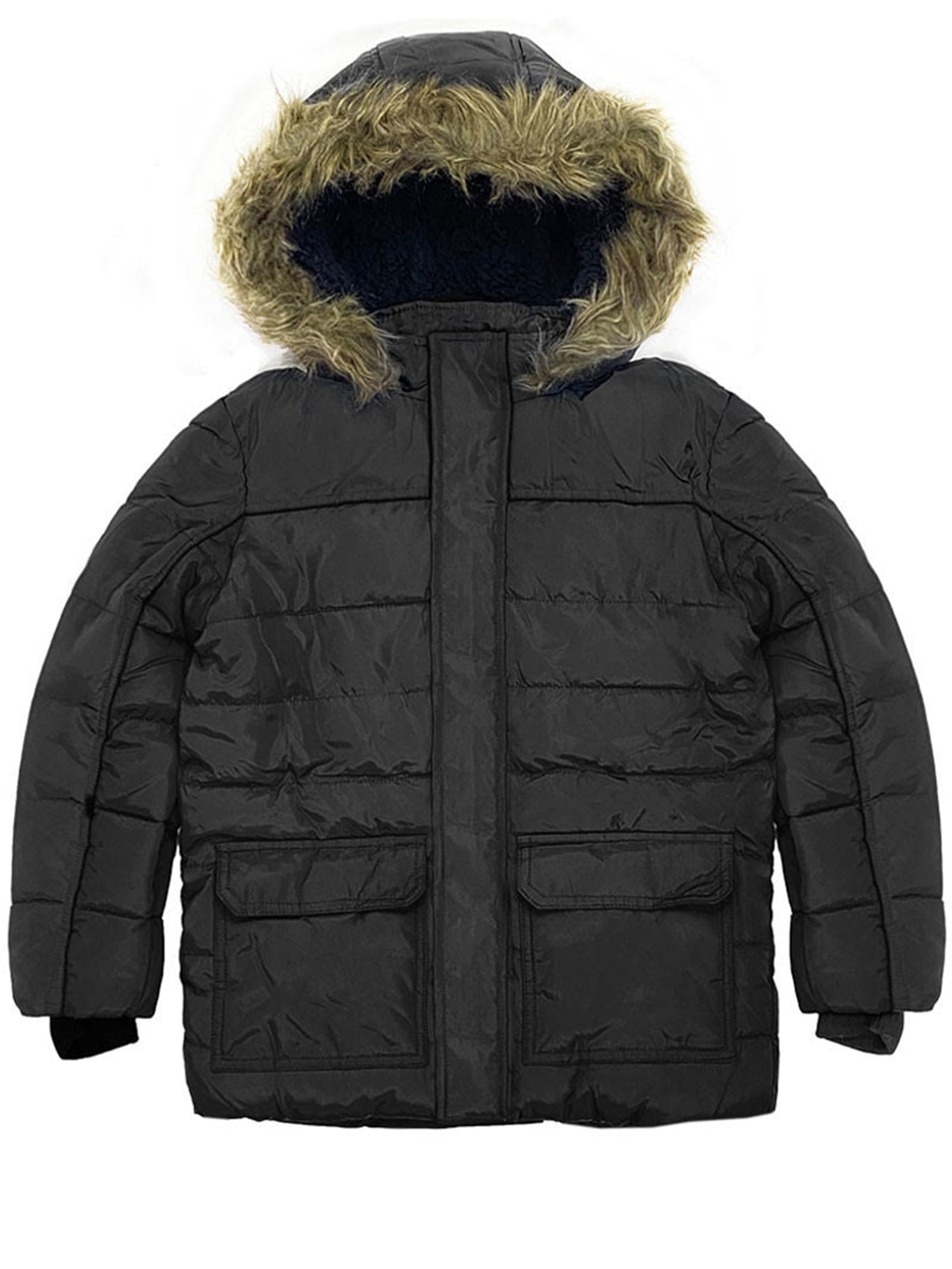 Boys' Warm Fur All-in-one Fashion Hooded Jacket