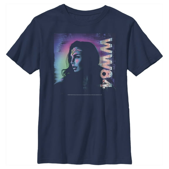 Boy's Wonder Woman 1984 Glitch Graphic Tee Navy Blue Small