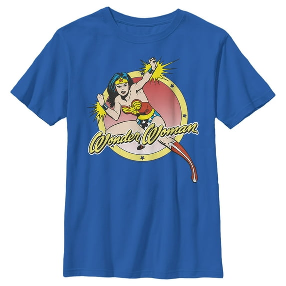 Boy's Wonder Woman Action Pose Graphic Tee Royal Blue X Small