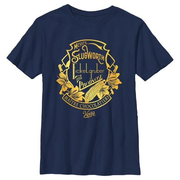 Boy's Wonka Messrs. Maitre Chocolatiers  Graphic Tee Navy Blue Large
