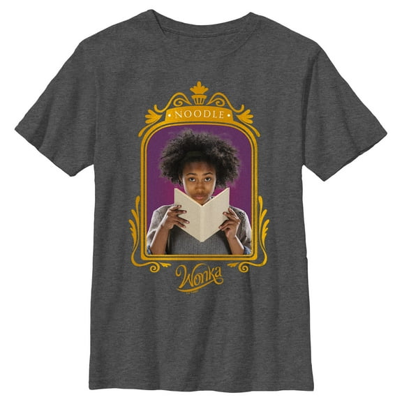 Boy's Wonka Noodle Portrait Graphic Tee Charcoal Heather Large