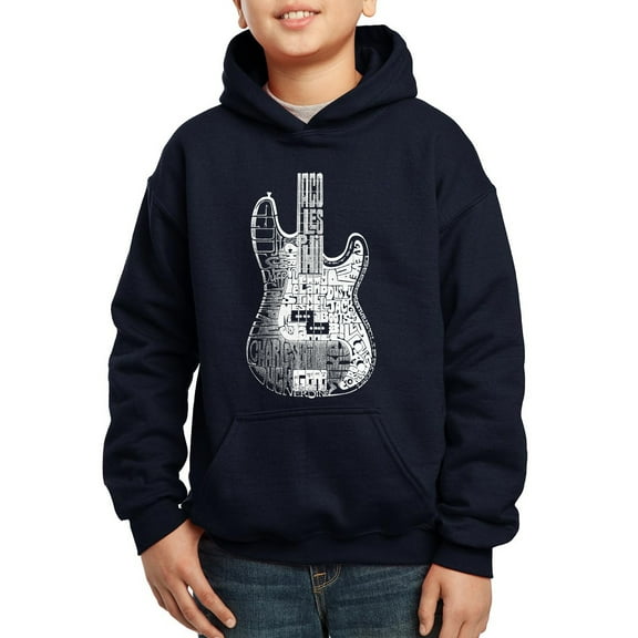 Boy's Word Art Hooded Sweatshirt - Bass Guitar