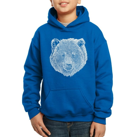 Boy's Word Art Hooded Sweatshirt - Bear Face