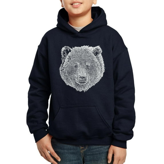Boy's Word Art Hooded Sweatshirt - Bear Face