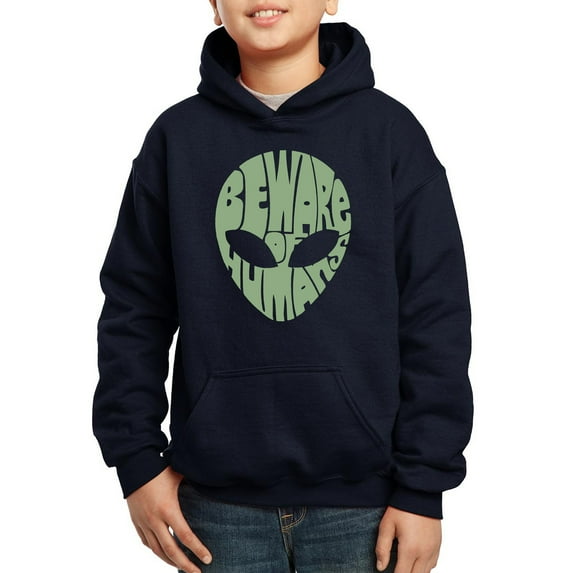 Boy's Word Art Hooded Sweatshirt - Beware of Humans