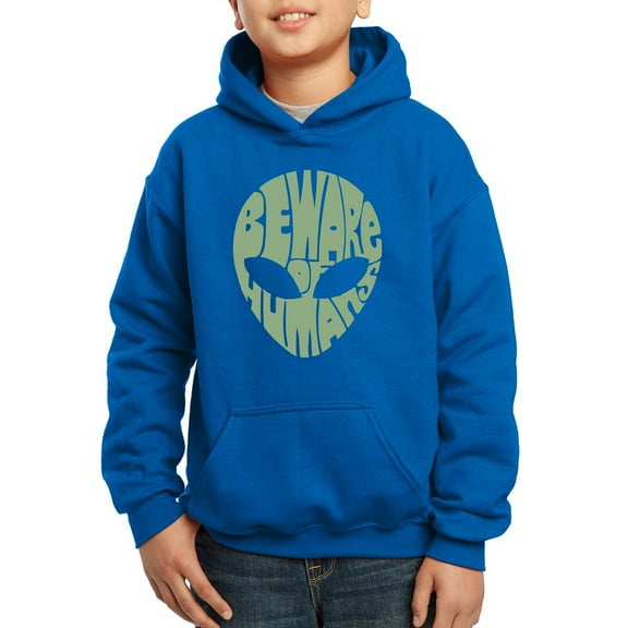 Boy's Word Art Hooded Sweatshirt - Beware of Humans