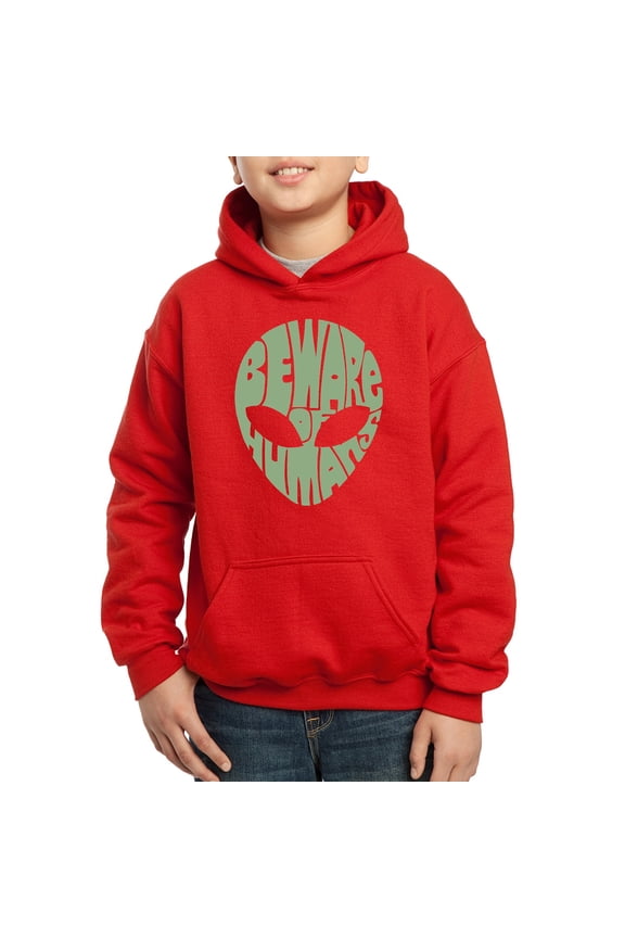 Boy's Word Art Hooded Sweatshirt - Beware of Humans