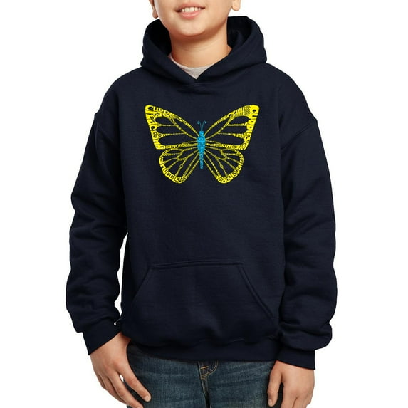 Boy's Word Art Hooded Sweatshirt - Butterfly