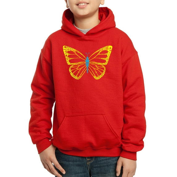 Boy's Word Art Hooded Sweatshirt - Butterfly