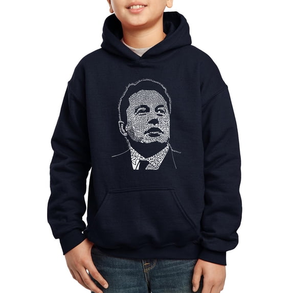 Boy's Word Art Hooded Sweatshirt - Elon Musk