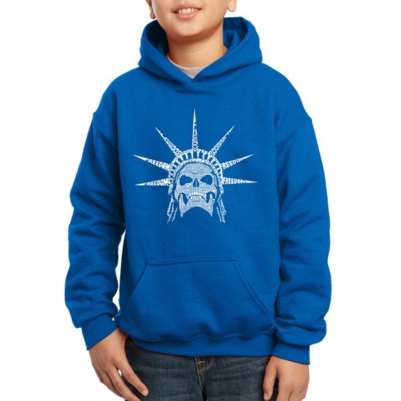 Boy's Word Art Hooded Sweatshirt - Freedom Skull