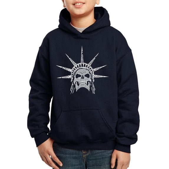 Boy's Word Art Hooded Sweatshirt - Freedom Skull