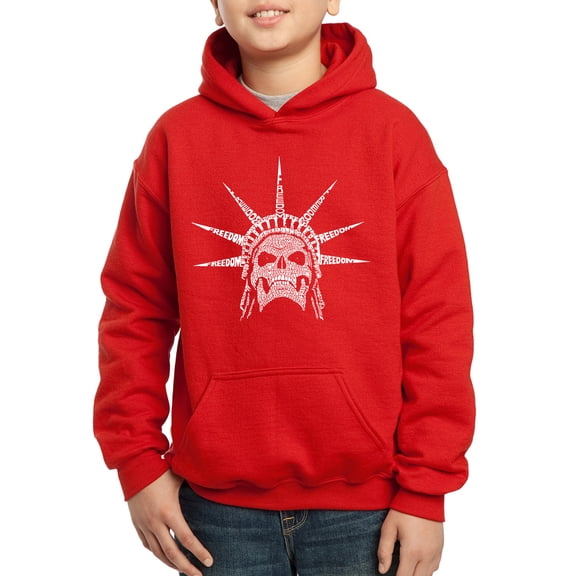 Boy's Word Art Hooded Sweatshirt - Freedom Skull