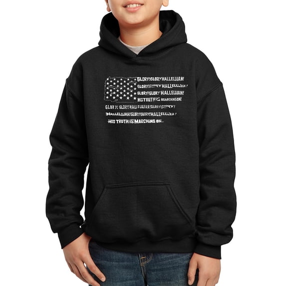 Boy's Word Art Hooded Sweatshirt - Glory Hallelujah Flag