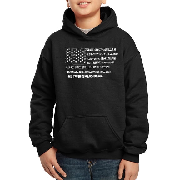 Boy's Word Art Hooded Sweatshirt - Glory Hallelujah Flag