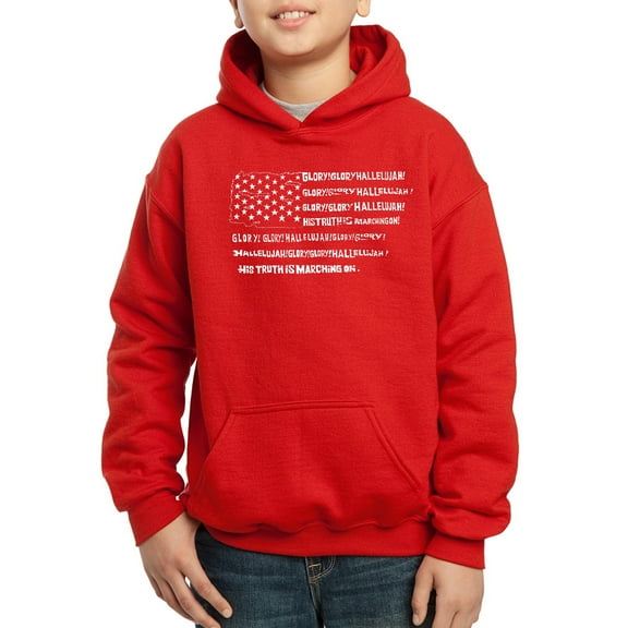 Boy's Word Art Hooded Sweatshirt - Glory Hallelujah Flag