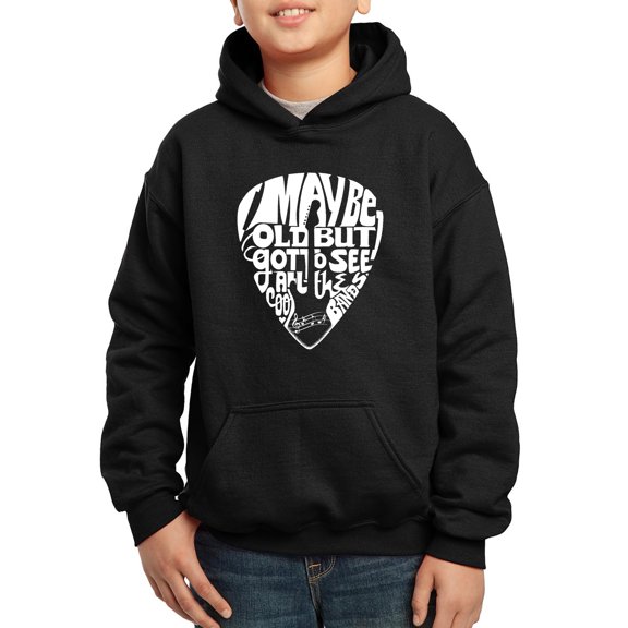 Boy's Word Art Hooded Sweatshirt - Guitar Pick