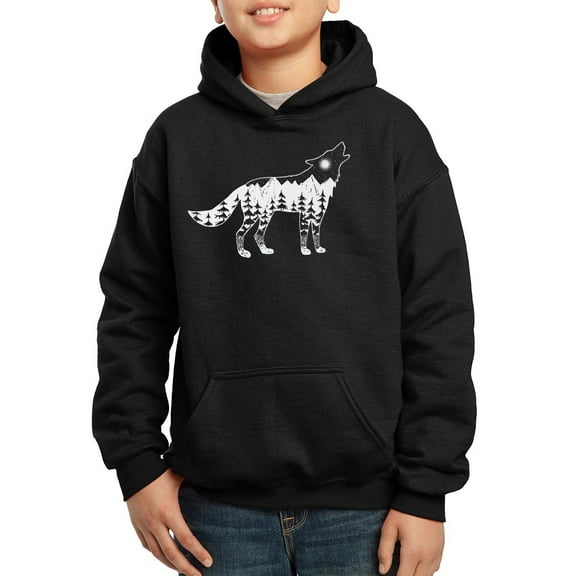 Boy's Word Art Hooded Sweatshirt - Howling Wolf
