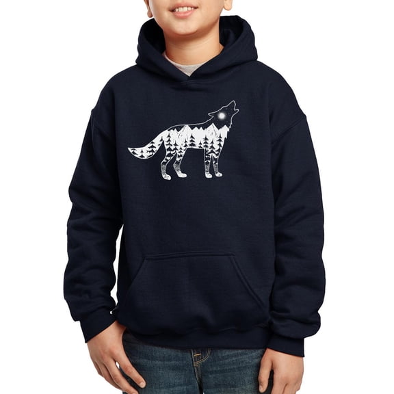 Boy's Word Art Hooded Sweatshirt - Howling Wolf