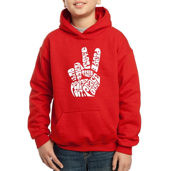 Boy's Word Art Hooded Sweatshirt - Peace Out