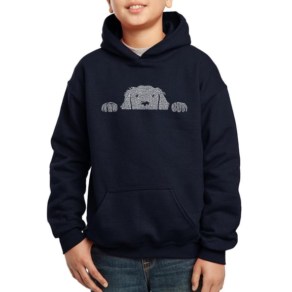 Boy's Word Art Hooded Sweatshirt - Peeking Dog