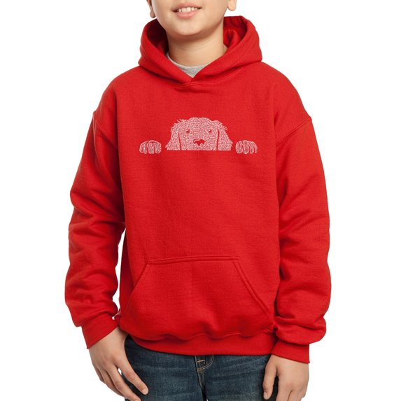 Boy's Word Art Hooded Sweatshirt - Peeking Dog