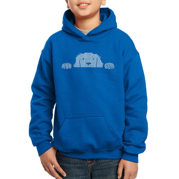 Boy's Word Art Hooded Sweatshirt - Peeking Dog