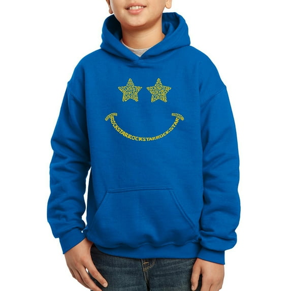 Boy's Word Art Hooded Sweatshirt - Rockstar Smiley