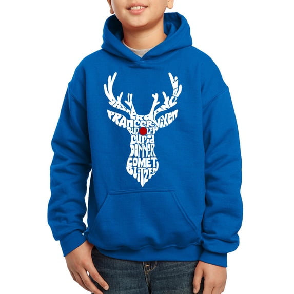 Boy's Word Art Hooded Sweatshirt - Santa's Reindeer