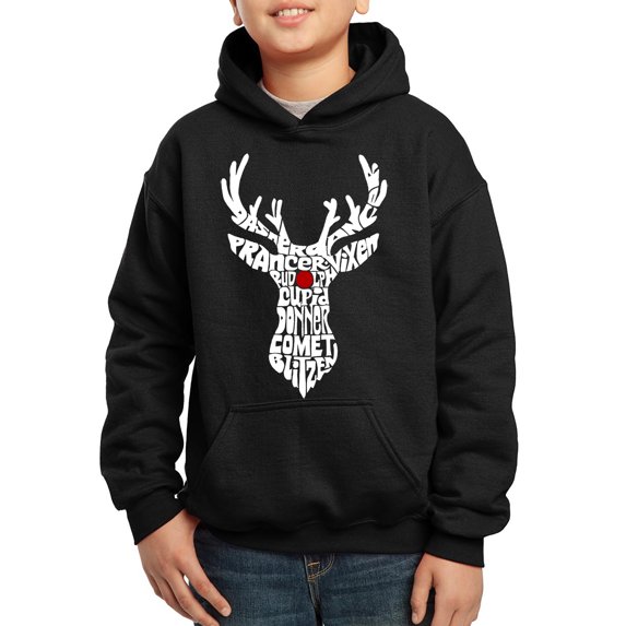 Boy's Word Art Hooded Sweatshirt - Santa's Reindeer