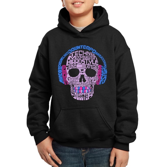 Boy's Word Art Hooded Sweatshirt - Styles of EDM Music