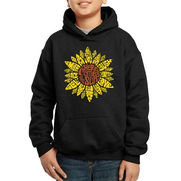 Boy's Word Art Hooded Sweatshirt - Sunflower