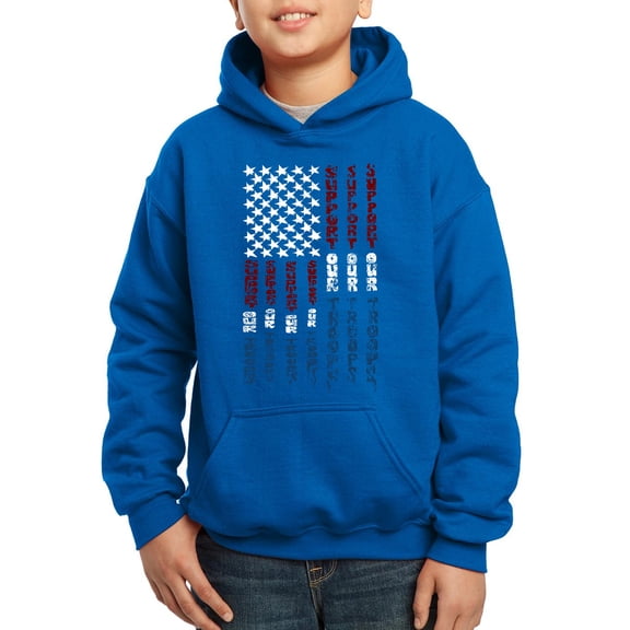 Boy's Word Art Hooded Sweatshirt - Support our Troops