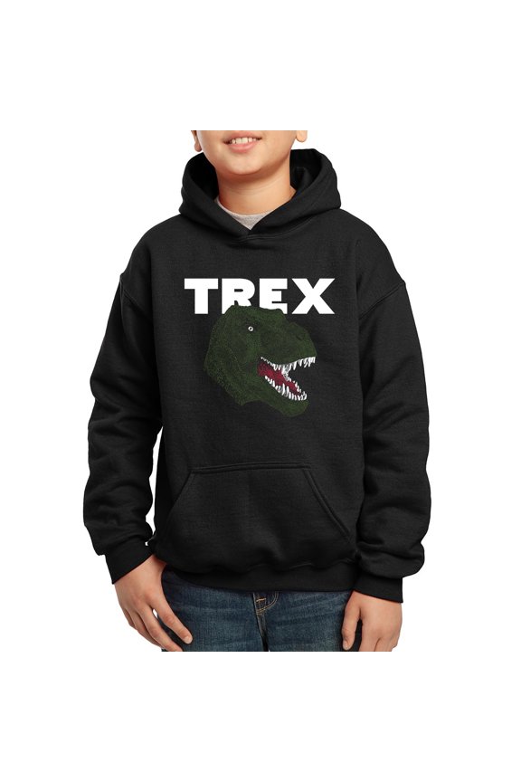 Boy's Word Art Hooded Sweatshirt - T-Rex Head