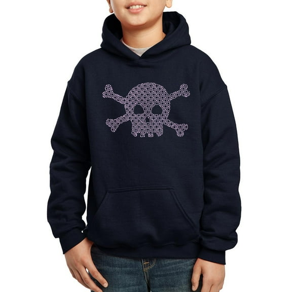 Boy's Word Art Hooded Sweatshirt - XOXO Skull