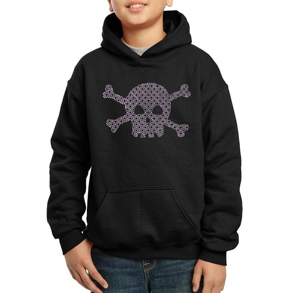 Boy's Word Art Hooded Sweatshirt - XOXO Skull