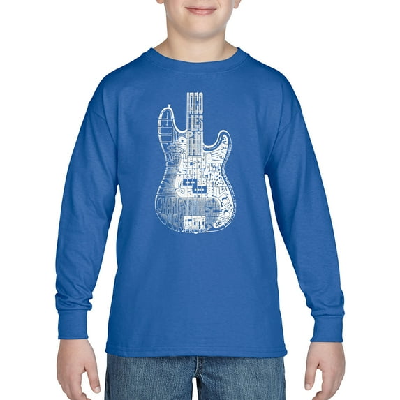 Boy's Word Art Long Sleeve - Bass Guitar