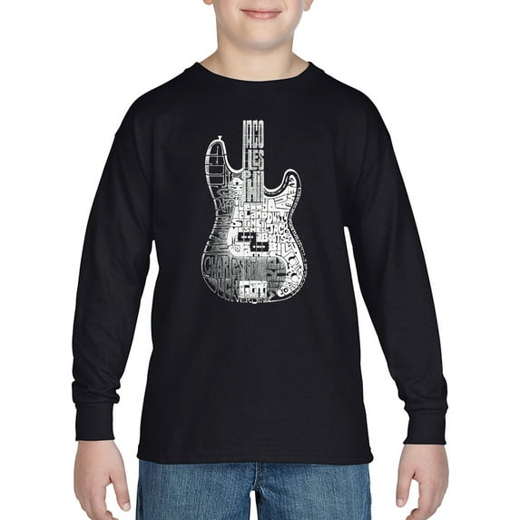 Boy's Word Art Long Sleeve - Bass Guitar
