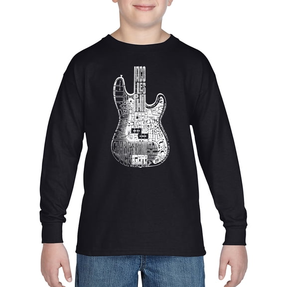 Boy's Word Art Long Sleeve - Bass Guitar