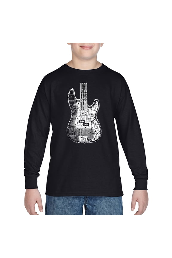 Boy's Word Art Long Sleeve - Bass Guitar