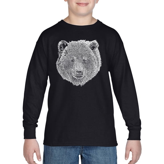 Boy's Word Art Long Sleeve - Bear Face