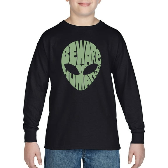 Boy's Word Art Long Sleeve - Beware of Humans