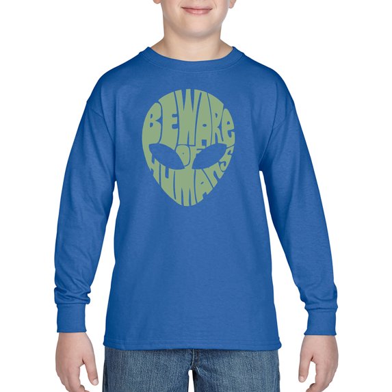 Boy's Word Art Long Sleeve - Beware of Humans