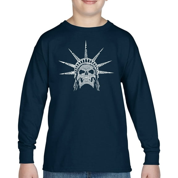 Boy's Word Art Long Sleeve - Freedom Skull